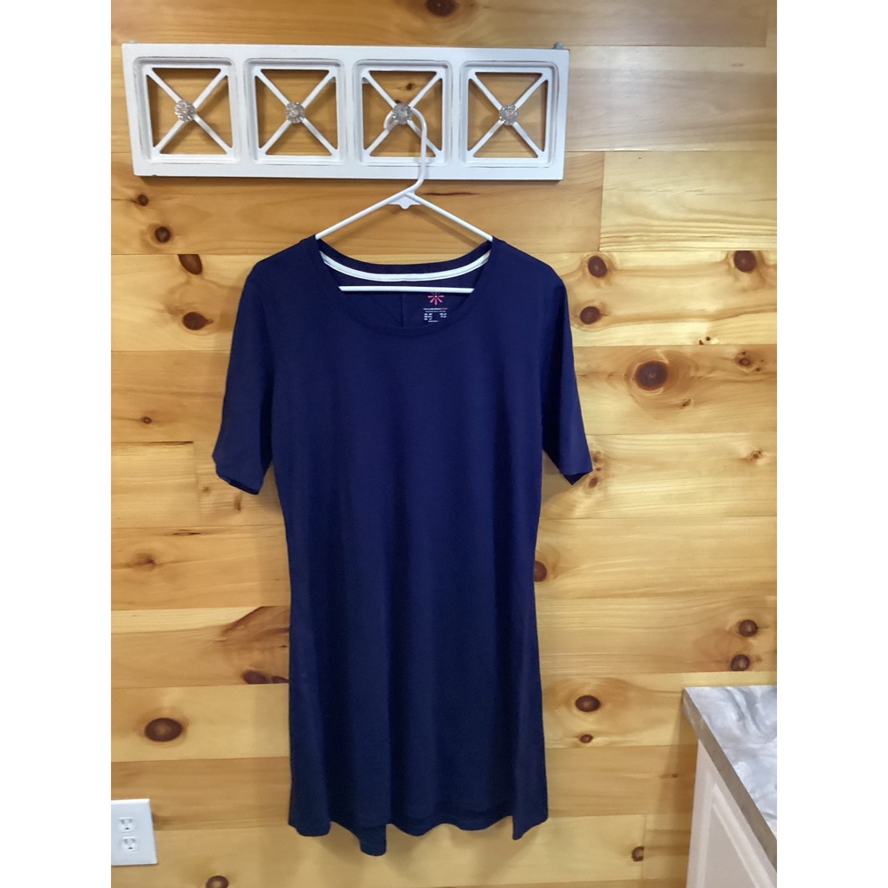 Isaac Mizrahi Live Essentials Navy Pima Cotton T-Shirt Dress Womens MP Petite